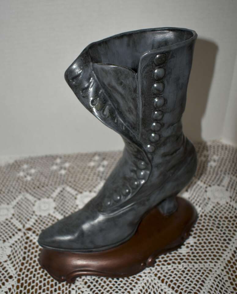Vintage Ceramic Hand-Painted Antique Looking Ladies Shoe - Boot Shaped Vase-Fun For Flowers