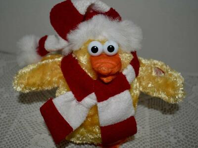 Animated Dancing, Walking, Singing Duck Doll Wearing a Red / White Scarf- Great For Parties Or Just Playing With