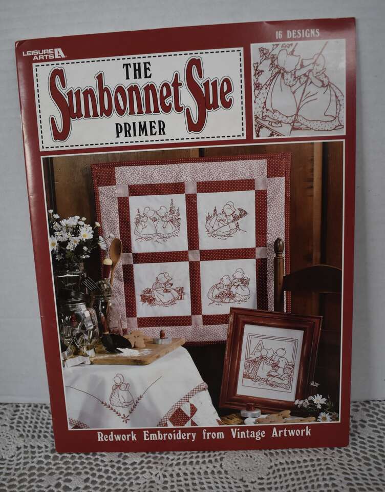NEW -THE SUNBONNET SUE PRIMER REDWORK EMBROIDERY FROM VINTAGE ARTWORK PAPERBACK 17 PAGE BOOKLET