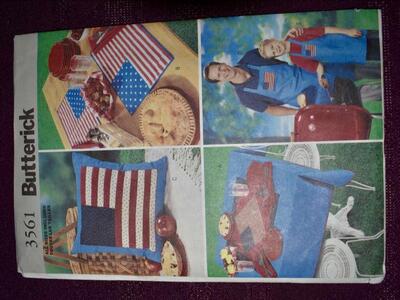 Fun Pattern For Making Several Patriotic Decor Items Like Placemats, Tablecloth, Pillow, Aprons for Adult And Child
