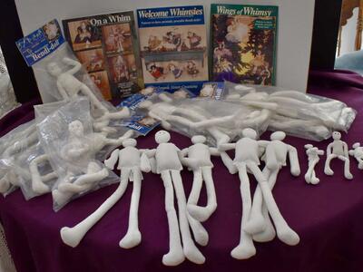 Whimple Street Creations Pre-Made Posable / Wired Cloth Dolls To Dress / Craft With Plus 4 Clothes Pattern Booklets