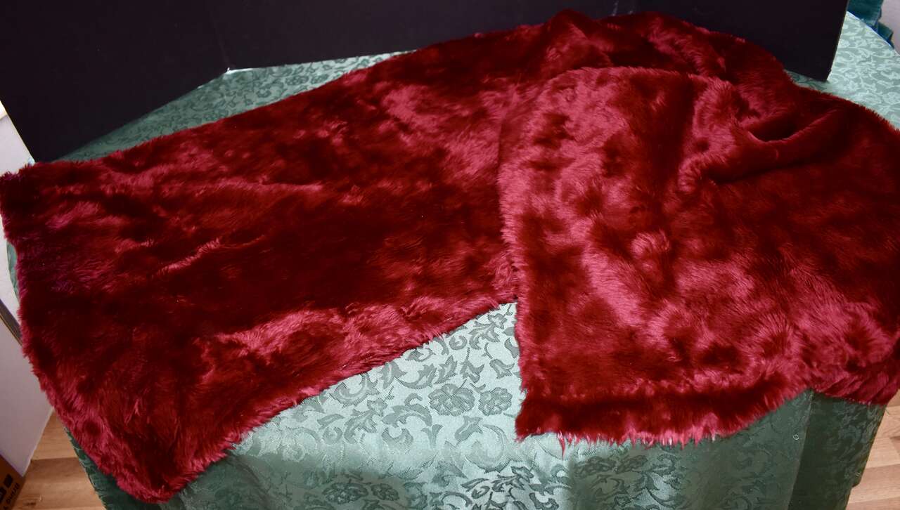Burgundy / Red Faux Fur Fabric For Making Santa Doll Clothes And More…It Measures... 20 Inches X 67 Inches