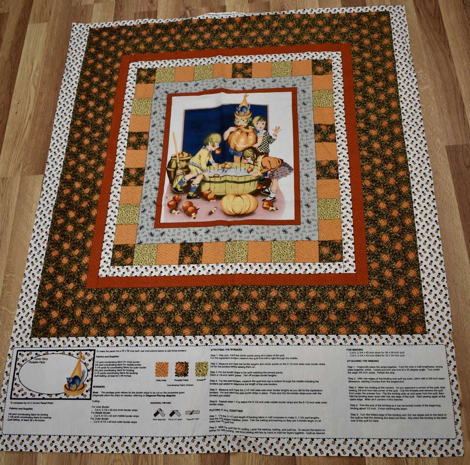 Really Cute Halloween Cotton Fabric Panel For Baby Quilt Or Larger, Lap Quilt Or Wall Hanging OR Table Topper