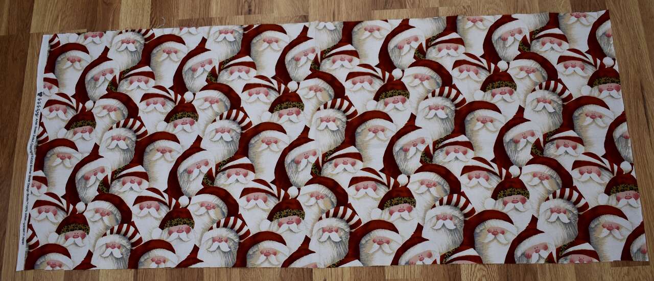 Fun Christmas Santa Claus Faces Cotton Fabric For Making Pillows, Bags Or Quilt Blocks