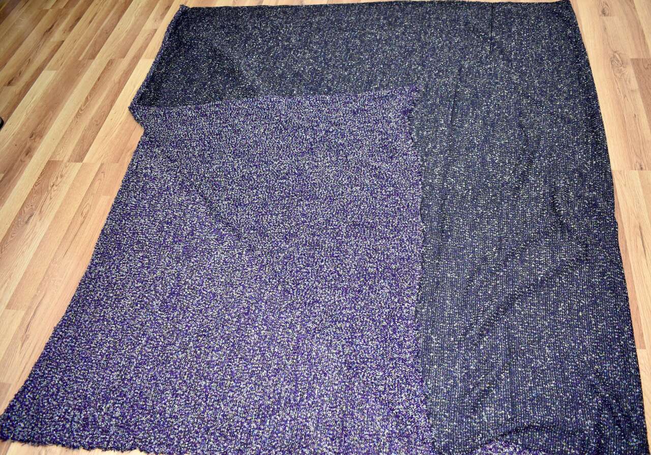 A Warm Black / Purple With Multi Colors Knit / Nylon Type Fabric To Make A Pretty Jacket Or Skirt Or Even Fun Doll Clothes