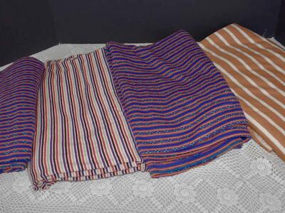 FOUR DIFFERENT VERY NICE VINTAGE STRIPED KNIT FABRICS FOR CLOTHES OR CRAFTS