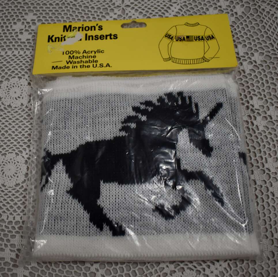 Unicorn Knitted Insert With Instructions For Sewing Into Sweat Shirts Or Sweaters For The Outfit And The Sleeves