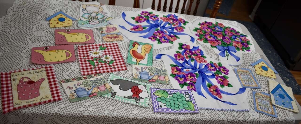 BEAUTIFUL FLORAL, BIRD HOUSE, GARDEN, THEMED COTTON FABRIC PIECES FOR QUILTS, PILLOWS, ART JOURNALING, BAGS AND MORE