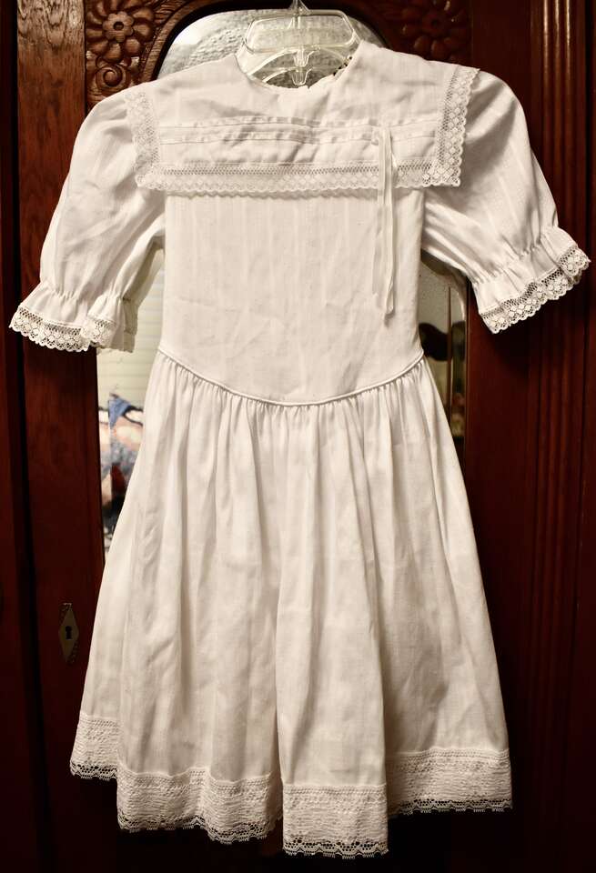 Two Separate Beautiful Vintage White Dresses AND Also Full White Lacy Slips Both In Girls Sizes 8 And 12