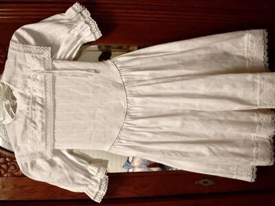 Two Separate Beautiful Vintage White Dresses AND Also Full White Lacy Slips Both In Girls Sizes 8 And 12