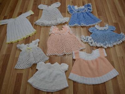 Really Very Beautiful Vintage Crochet / Knit Dresses For Babies Or Dolls-