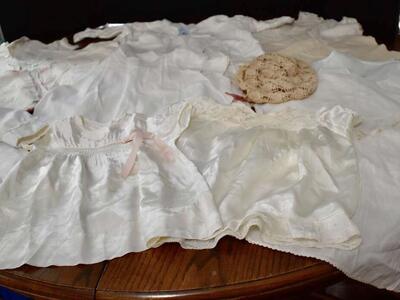 SEVERAL ANTIQUE BABY DRESSES, SLIPS AND MORE WITH BEAUTIFUL LACE CROCHET AND EMBROIDERY