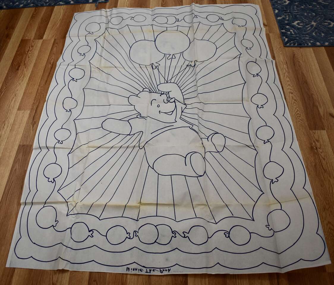 VINTAGE WINNIE THE POOH QUILT PATTERN WITH INSTRUCTIONS FOR A BABY CRIB SIZE OR LARGER FOR YOU TO MAKE
