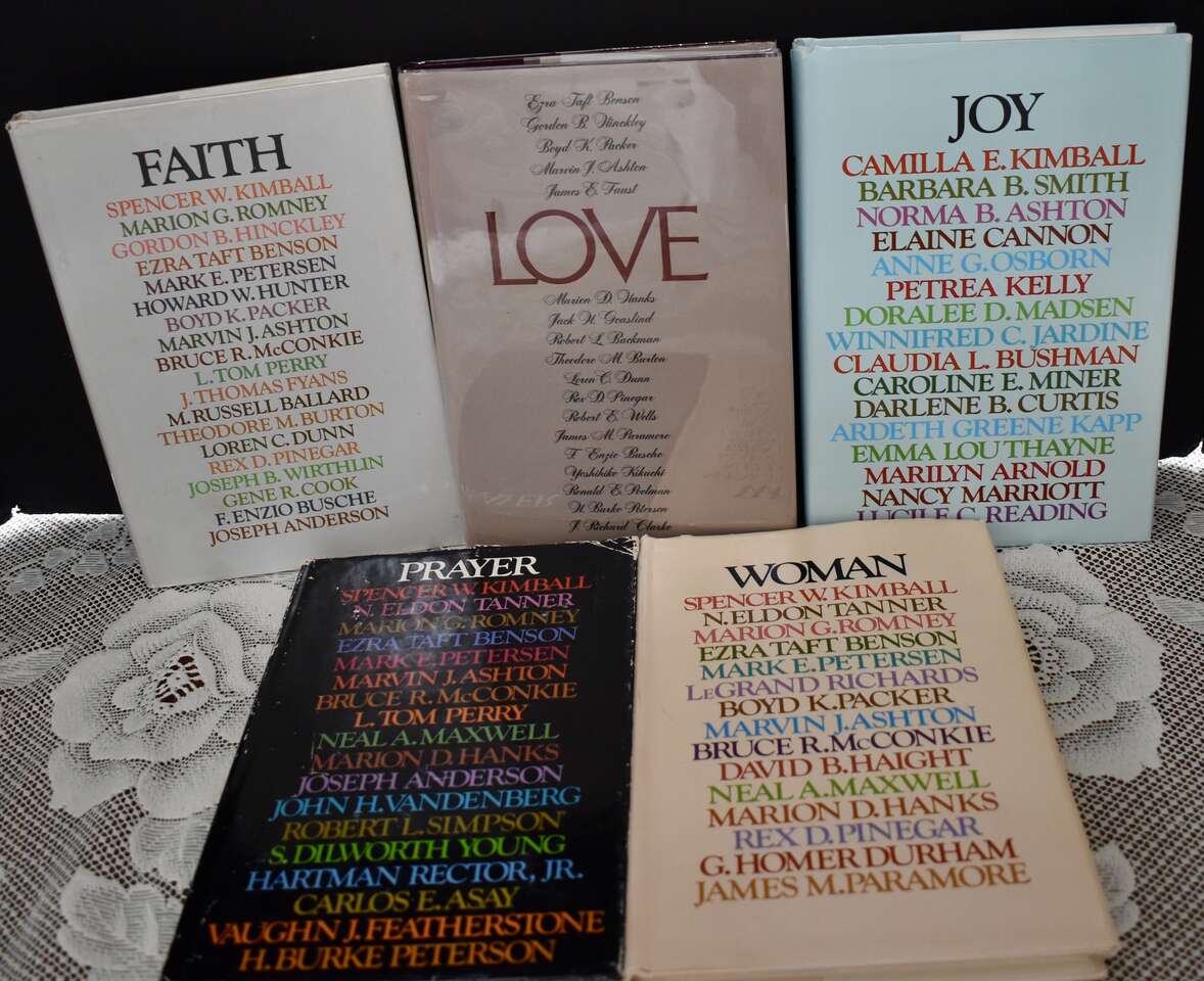 Set of 5 Great Books- FAITH, WOMAN, JOY, PRAYER, LOVE- With Stories -Information from Various Leaders Of The LDS Church.