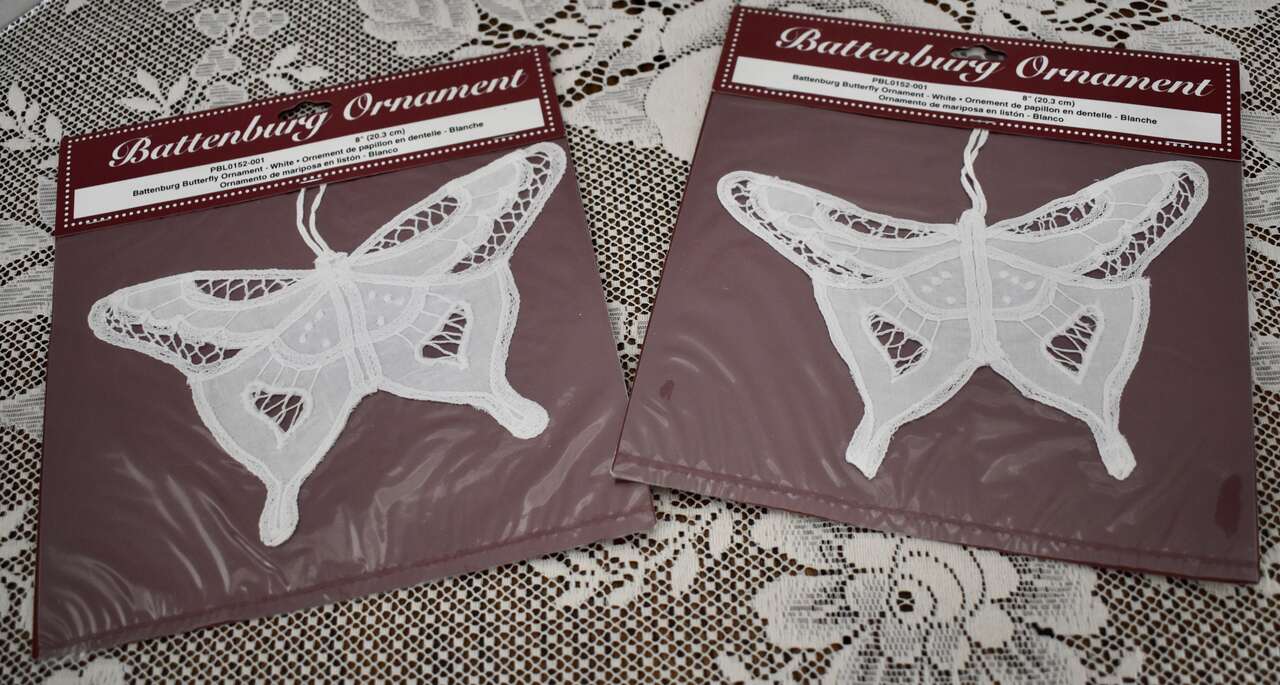Two New Beautiful White Battenburg Lace Butterflies For Fun Decor Or Crafts