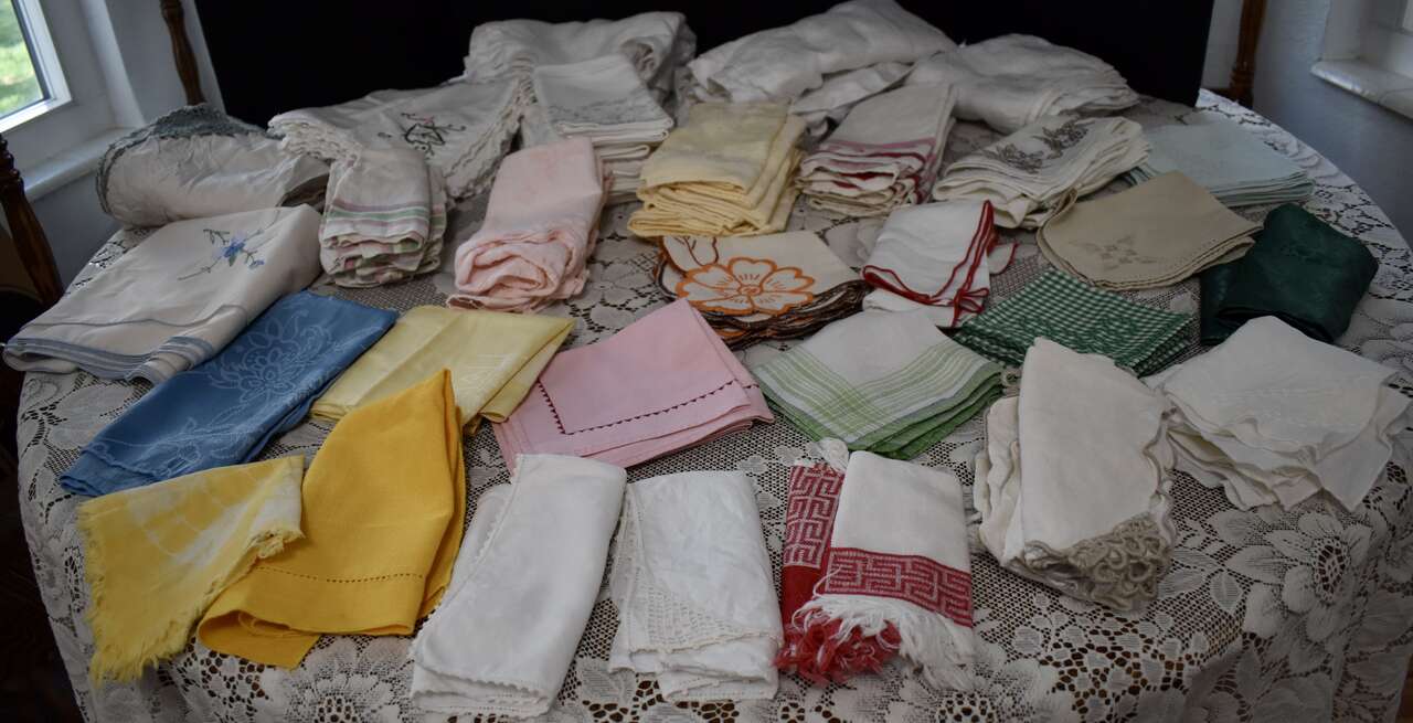 Several Antique / Vintage Cloth Table Napkins For Breakfast, Lunch, Dinner, Tea Time, And Formal Dinners--