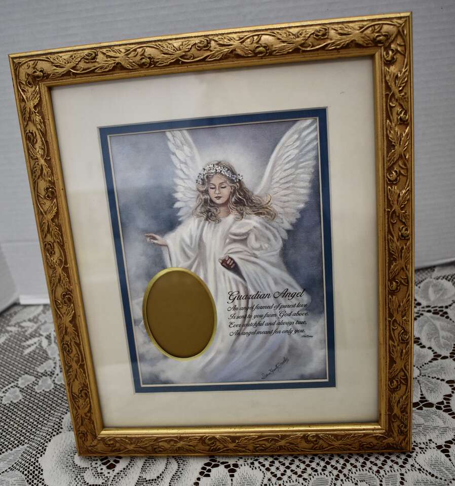 Very Beautiful 8 X 10 Inch Frame With An Angel With A Saying And An Area To Put A Photo Of Your Guardian Angel