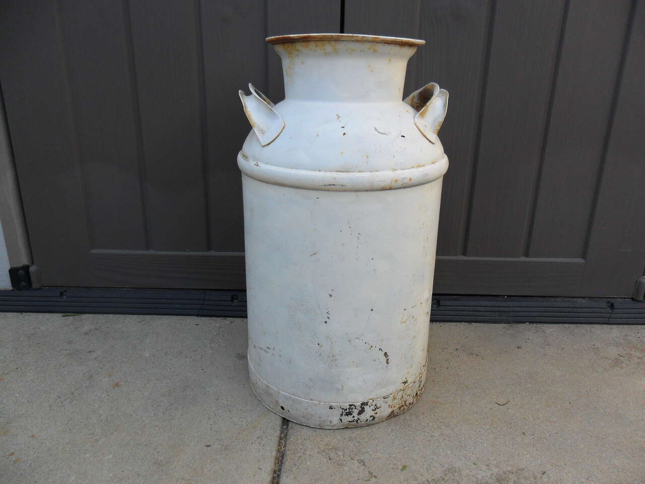 OLD WHITE MILK CAN W/O LID