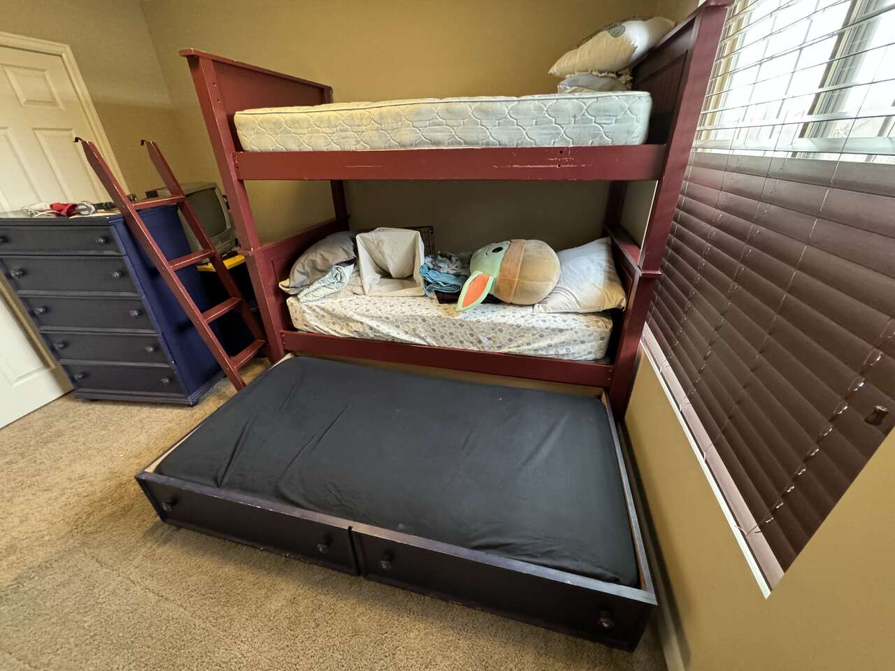 Solid Wood Bunk bed with Trundle & ma… Furniture