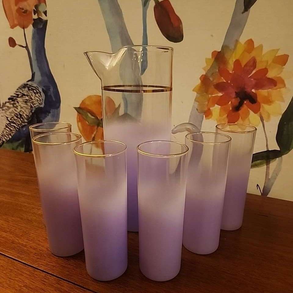 Blendo purple pitcher and highball glass set