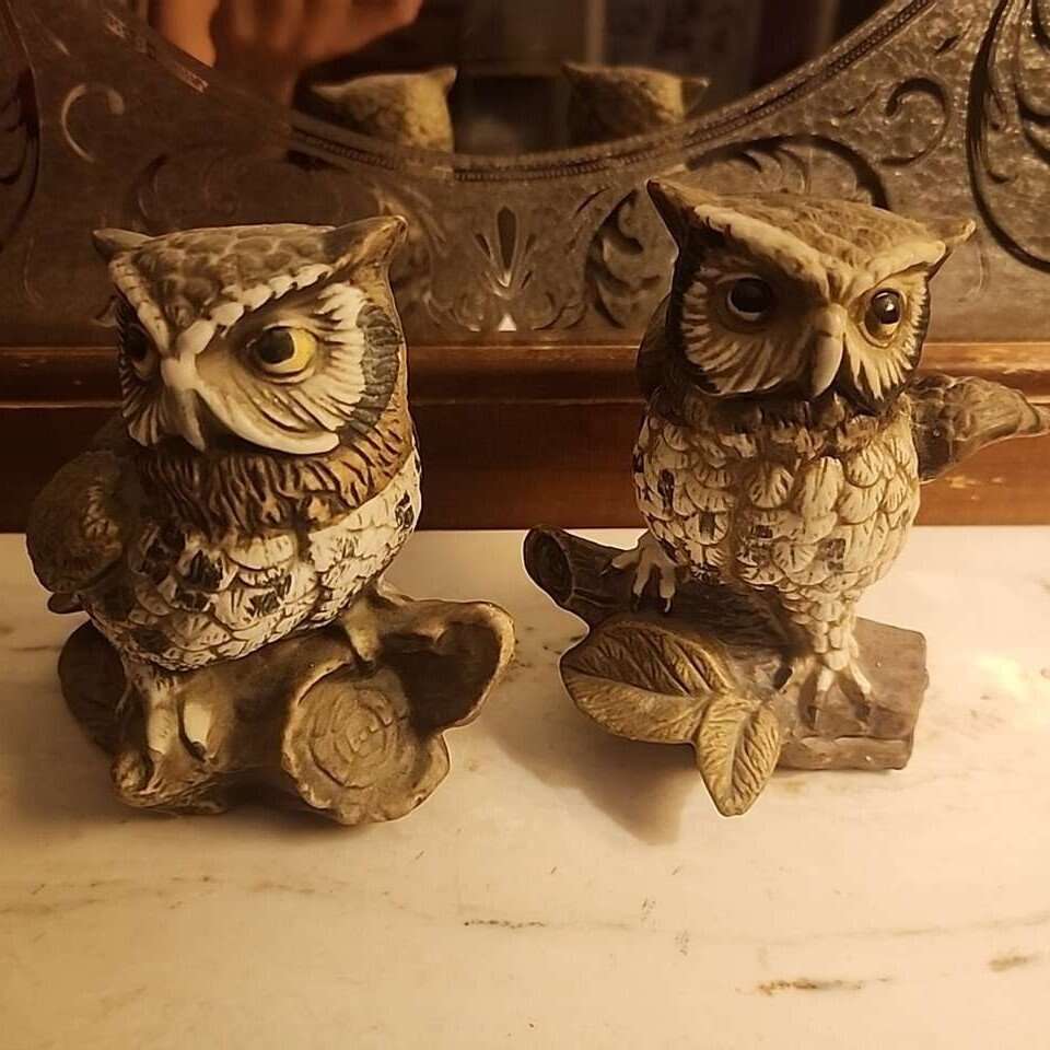 Vintage Pair HOMCO Porcelain owls