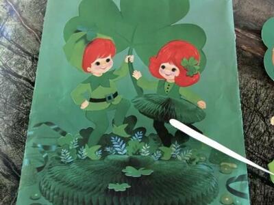 Vintage Hallmark Irish Couple Centerpiece Honeycomb Decor St Patrick's