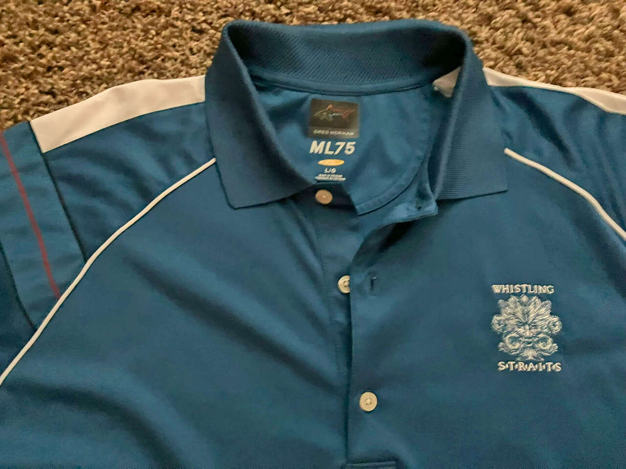 Whistling Straits mens large golf shirt polo blue 100% polyester