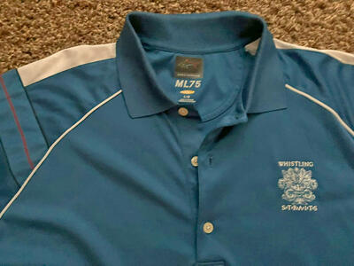 Whistling Straits mens large golf shirt polo blue 100% polyester