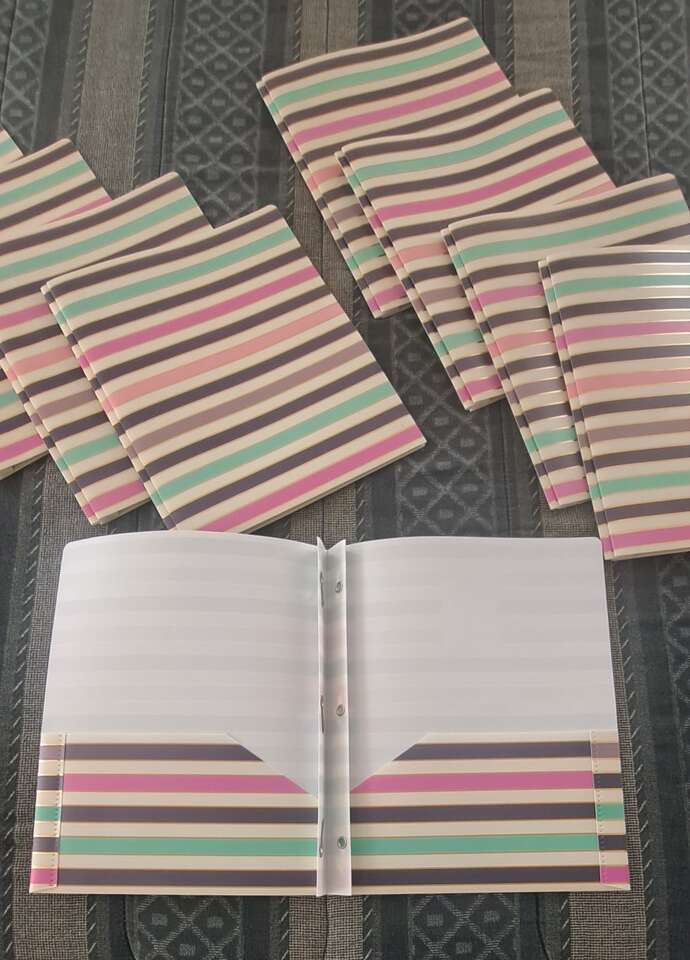 Set of 9 Class At Stationary. 2 pocket, 3 Prong