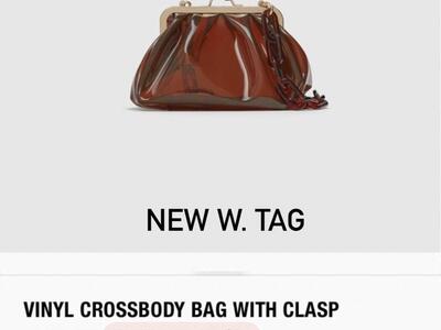 New Zara brown vinyl bag w tags