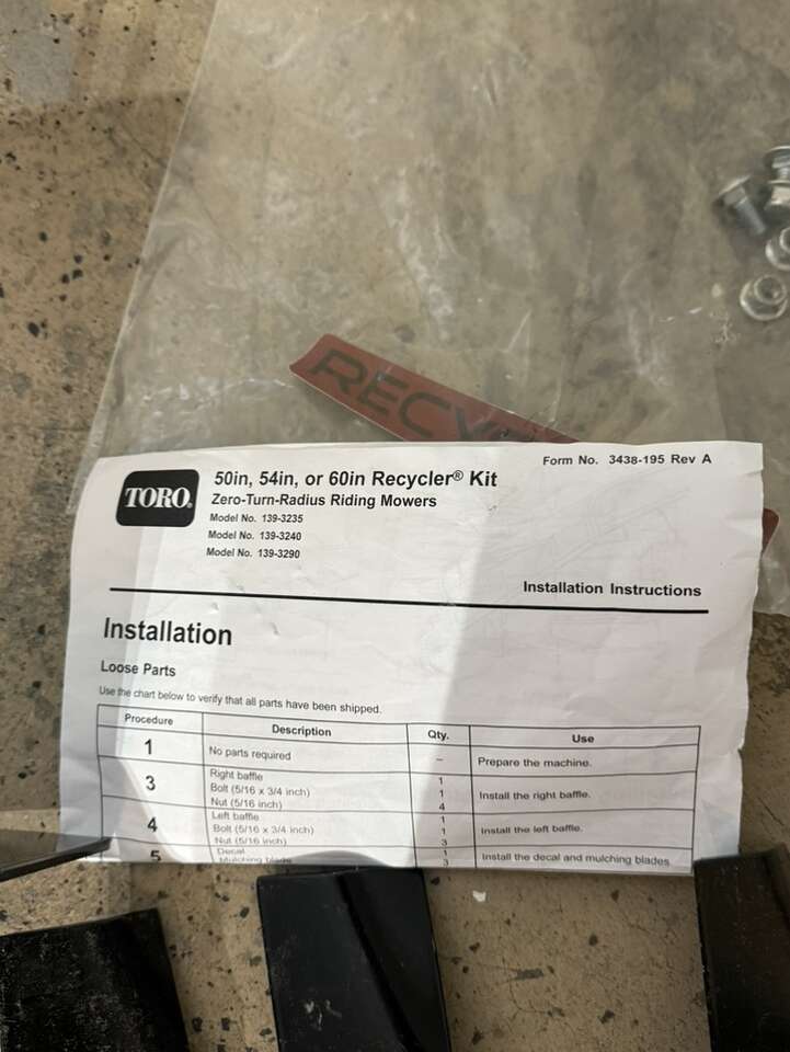 Toro Mulching Kit Zero Turn 50, 54,60 Inch