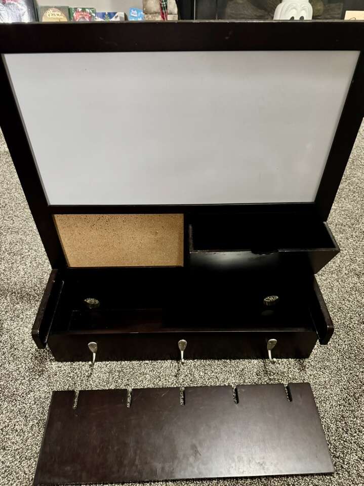 Wood Office Organizer, Mail, Keys, White Board,