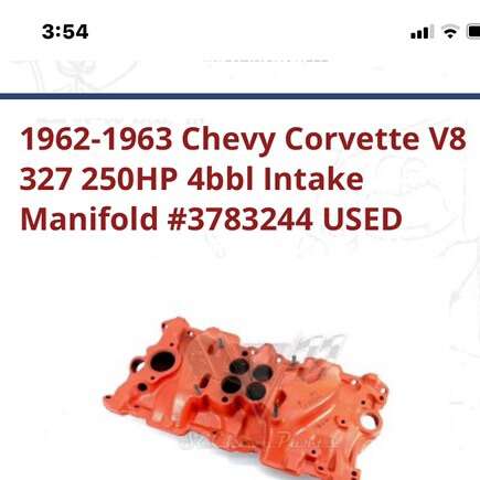 62-63 Corvette Intake Manifold 4BBL