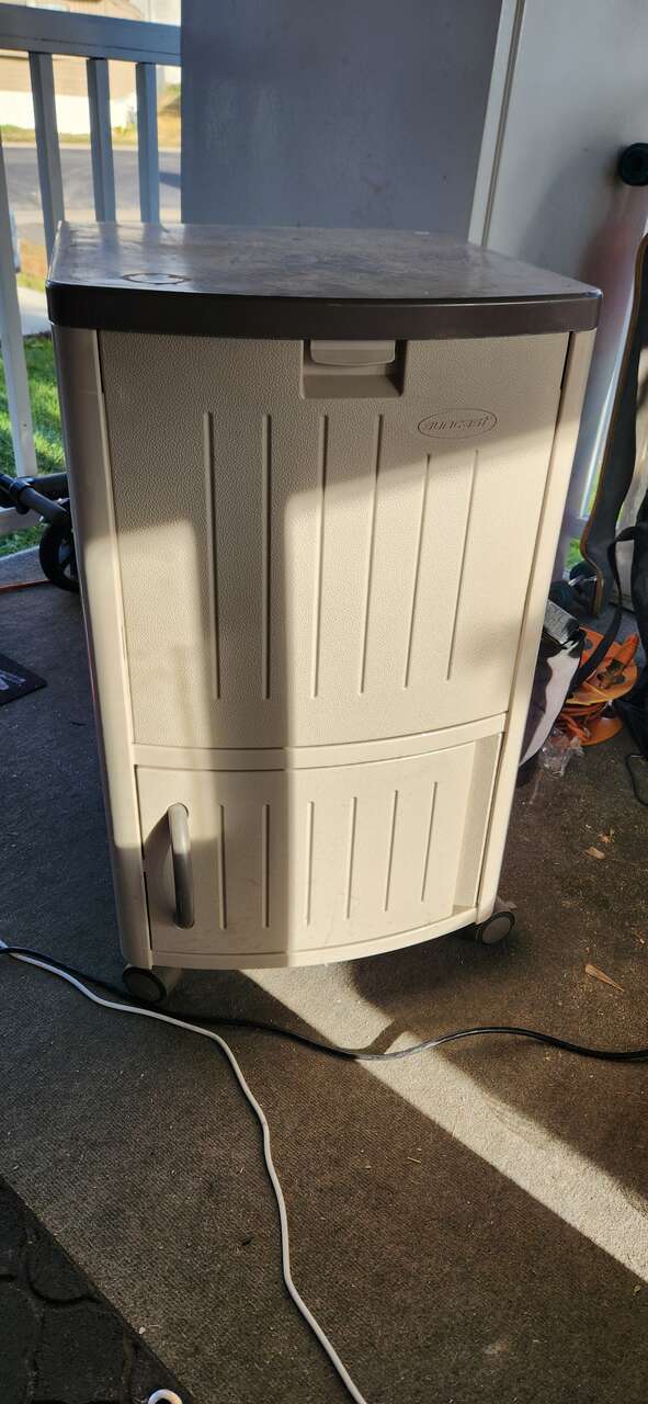 Suncast Patio Cooler Cart with Cabinet, 77 Quart,