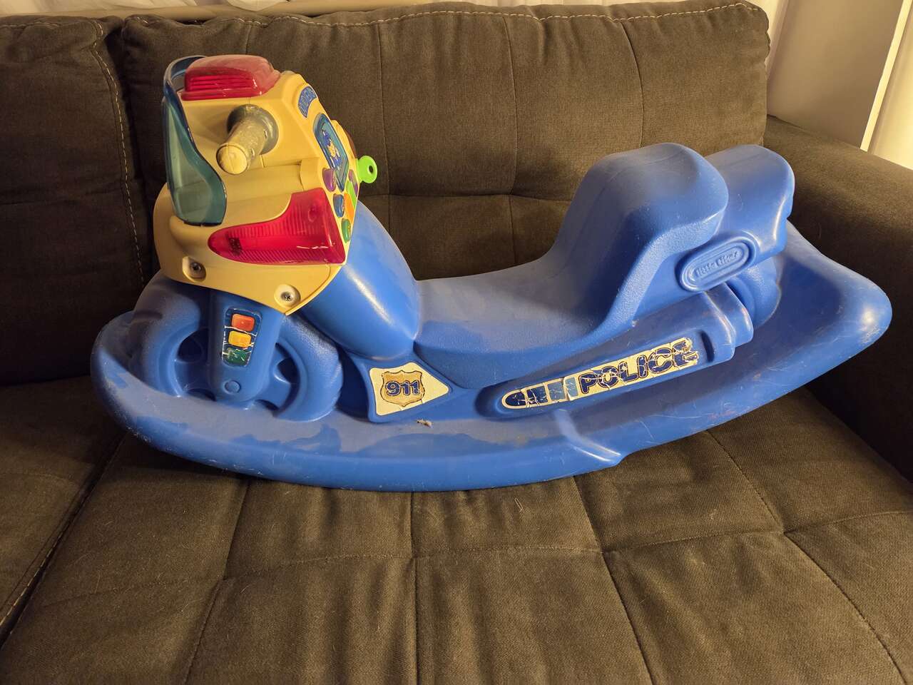Vintage Little Tikes Police Motorcycle Rocker Ride On Lights & Sounds Works