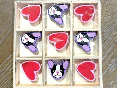 Valentine Frenchie Tic Tac Toe Set