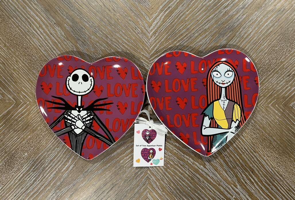 Valentine Jack Skellington/Sally Appetizer Plates
