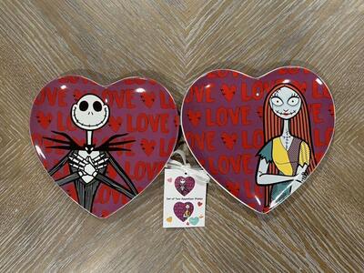 Valentine Jack Skellington/Sally Appetizer Plates