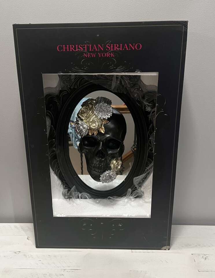 Halloween Black Skull Mirror