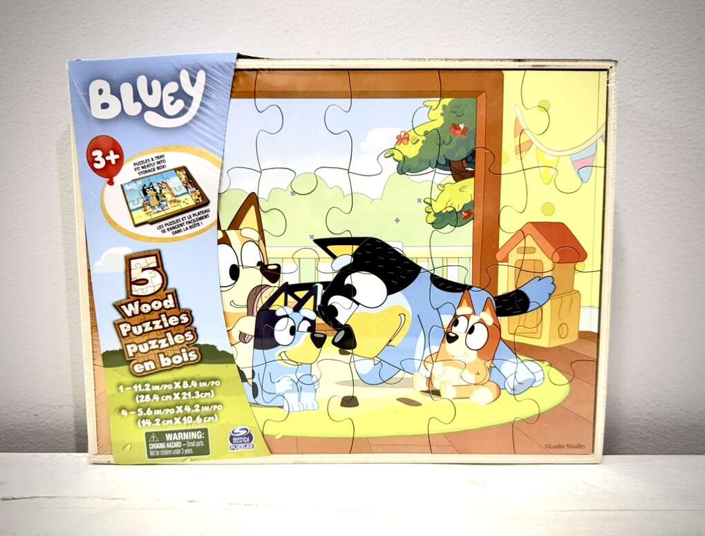 Bluey 5 Wood Puzzles With Wood Storage Case
