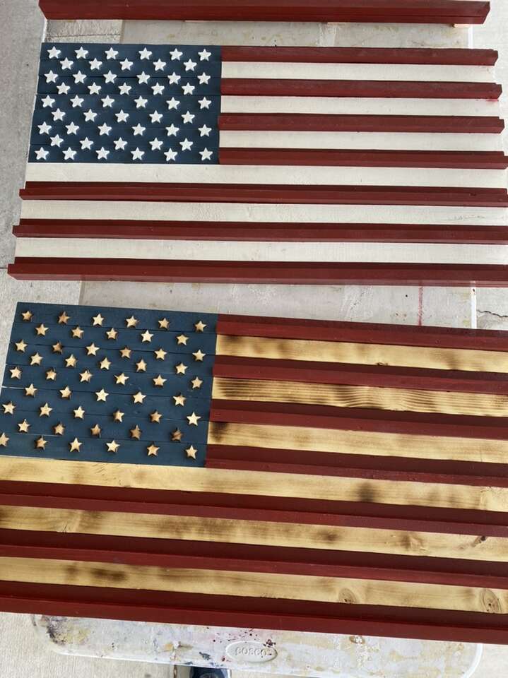 Wood Flag Challenge Coin Display Holder