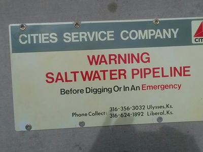 Cities service pipeline Sign