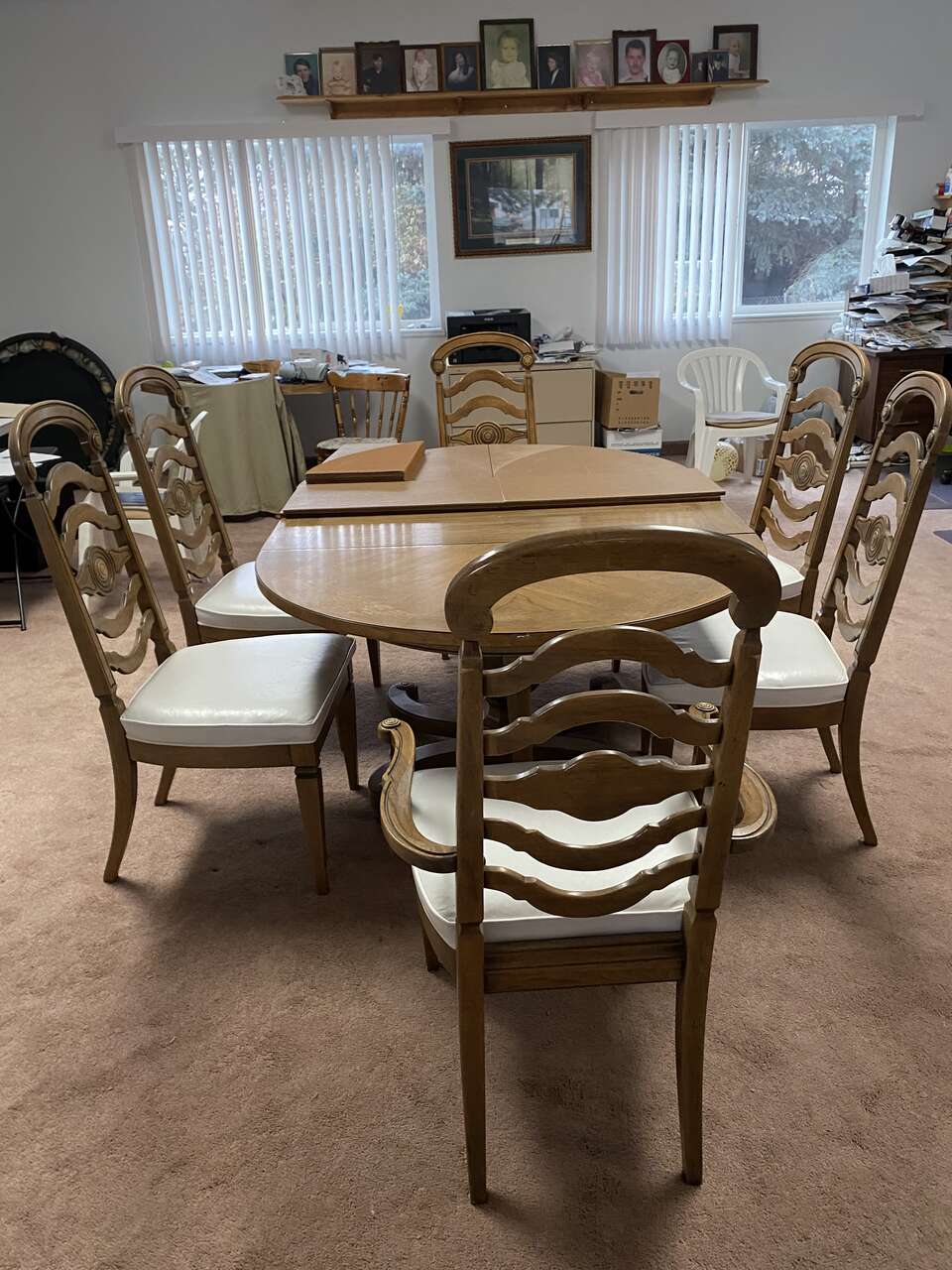 Pecan wood dinning set with leaves 1… Furniture