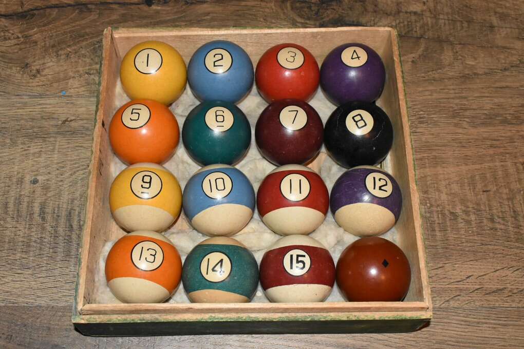 Antique Pool Balls With Box Billiards