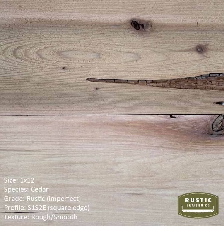 1x12 Cedar Planks (Rustic Grade & Select Grade)