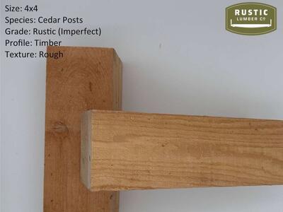 4x4x8' Cedar, Rustic Grade Posts