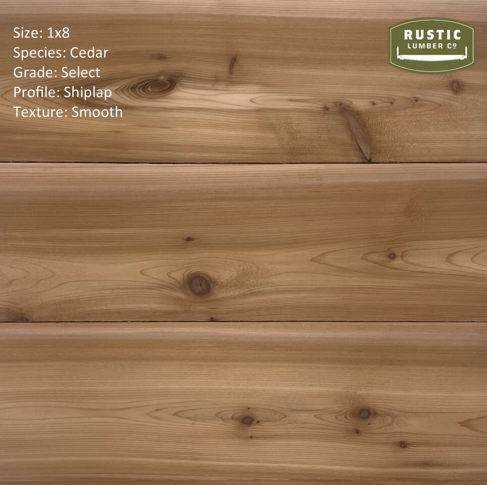 1x8 Cedar Shiplap & 1x8 Cedar T&G