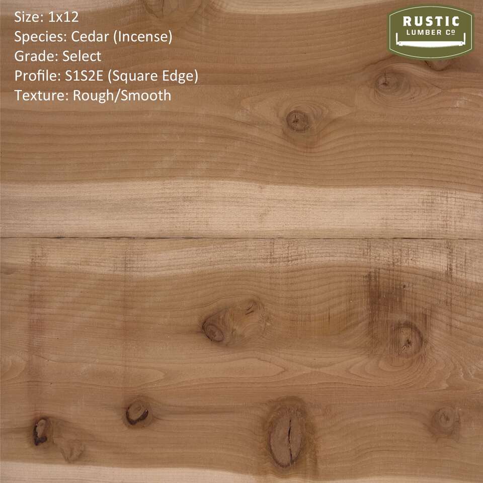 1x12 Cedar Planks (Rustic Grade & Select Grade)