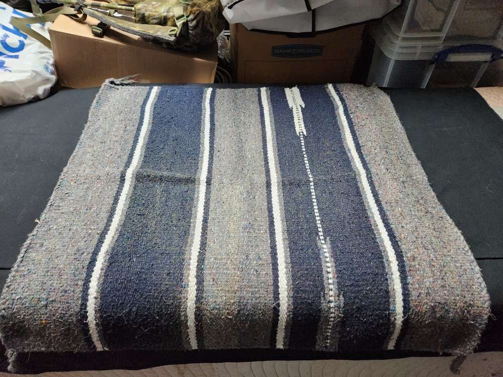 Western Saddle Blanket Navy Blue Grey