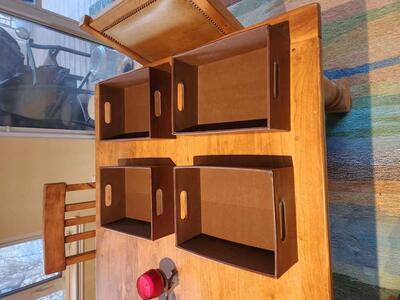 Brown Faux Leather Storage Bin Basket Cloth